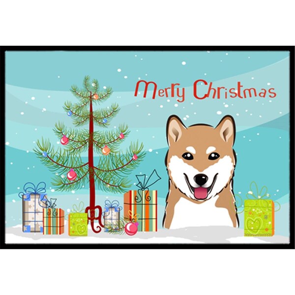 Jensendistributionservices Christmas Tree & Shiba Inu Indoor or Outdoor Mat, 18 x 27 MI1715817 - main
